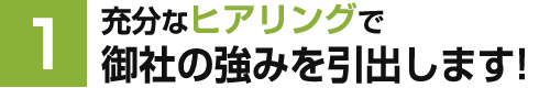 充分なヒアリングで御社の強みを引出します！